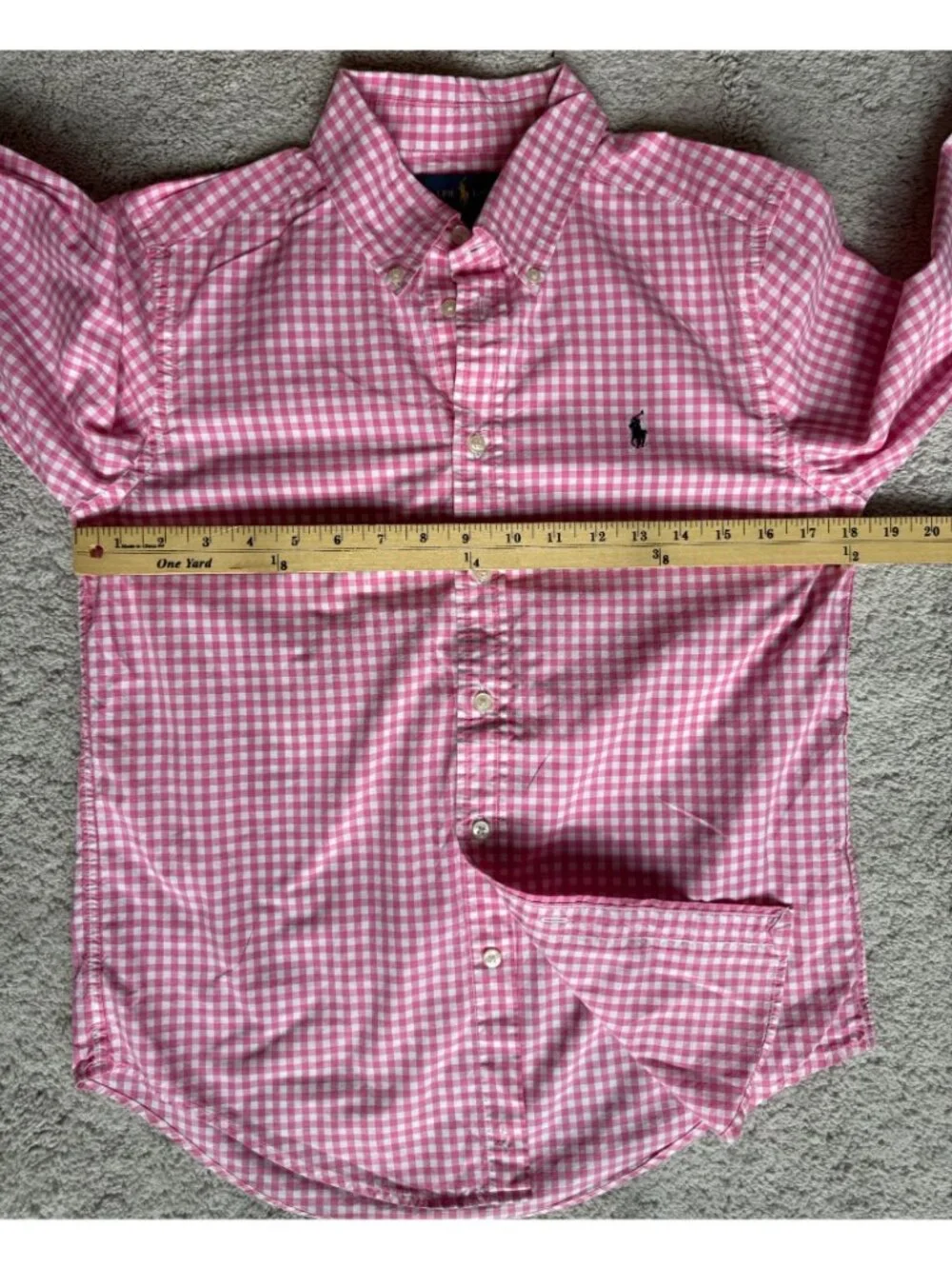 Ralph Lauren Blue Label Boys Shirt Size L / 14 Pink White Gingham LS Button Down